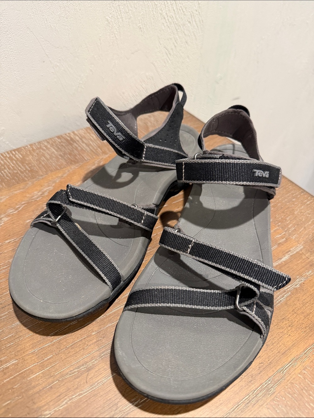 Teva Black and Gray Adjustable Strap Sandals